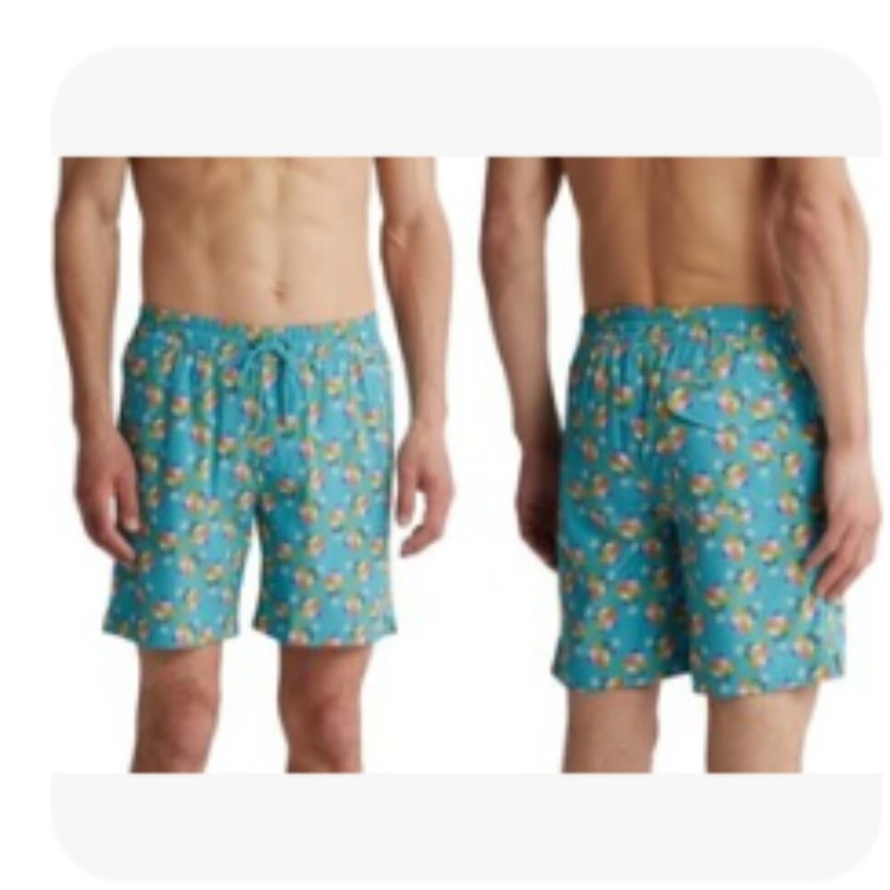 Hurley Rainbow Palm Tree Volley Swim Shorts Turquise NWT Sz S, M, L